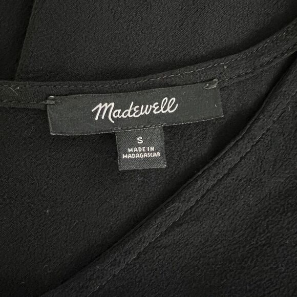 Madewell Rhyme Womens Top Size Small Black Relaxed Fit Short Sleeve Boxy Blouse - Picture 6 of 6